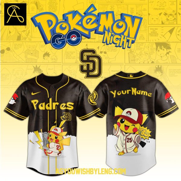 San Diego Padres Pokémon GO Night 2025 Pikachu Personalized Baseball Jersey