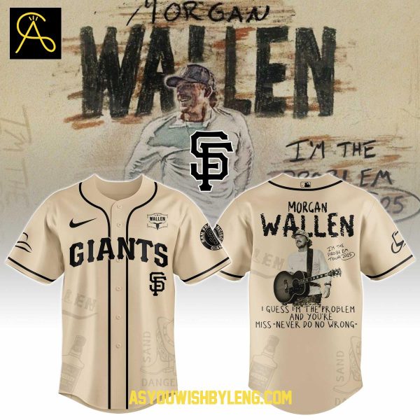 San Francisco Giants Morgan Wallen 2025 I’m The Problem Tour Baseball Jersey