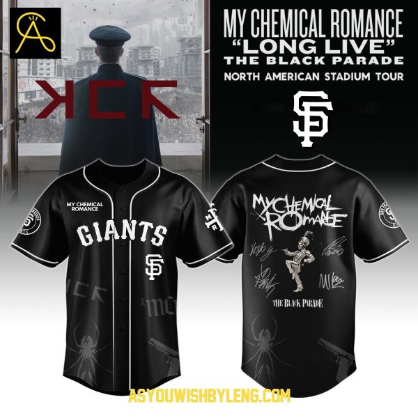 San Francisco Giants My Chemical Romance 2025 Tour Full Black Baseball Jersey