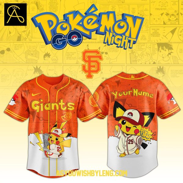 San Francisco Giants Pokémon GO Night 2025 Pikachu Personalized Baseball Jersey