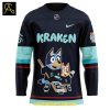 Seatle Kraken Bluey Heeler And Bingo 2025 Hockey Jersey