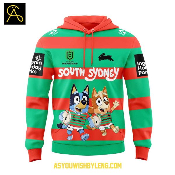 South Sydney Rabbitohs Bluey And Bingo Heeler Family 2025 Hoodie T-Shirt