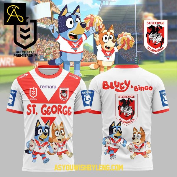 St. George Illawarra Dragons Bluey And Bingo Heeler Family 2025 Hoodie T-Shirt