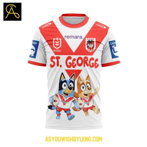 St. George Illawarra Dragons Bluey And Bingo Heeler Family 2025 Hoodie T-Shirt