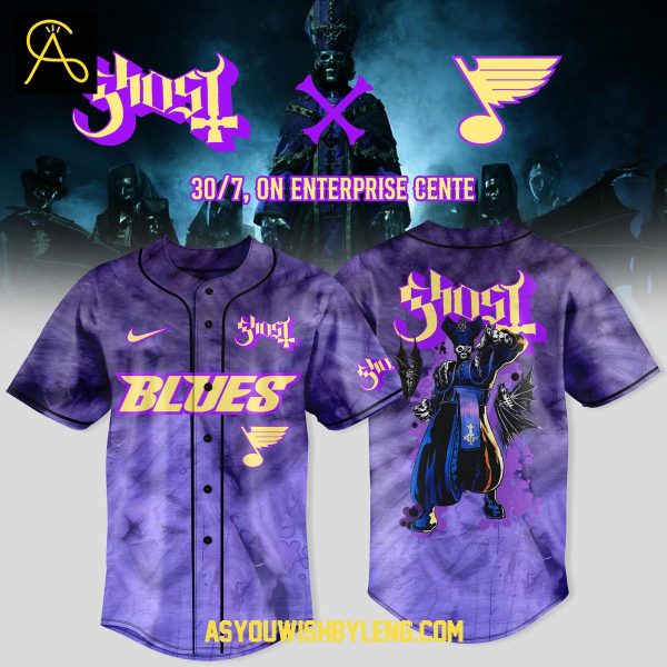 St. Louis Blues Ghost 2025 Celebration World Tour Baseball Jersey