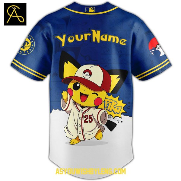 Texas Rangers Pokémon GO Night 2025 Pikachu Personalized Baseball Jersey