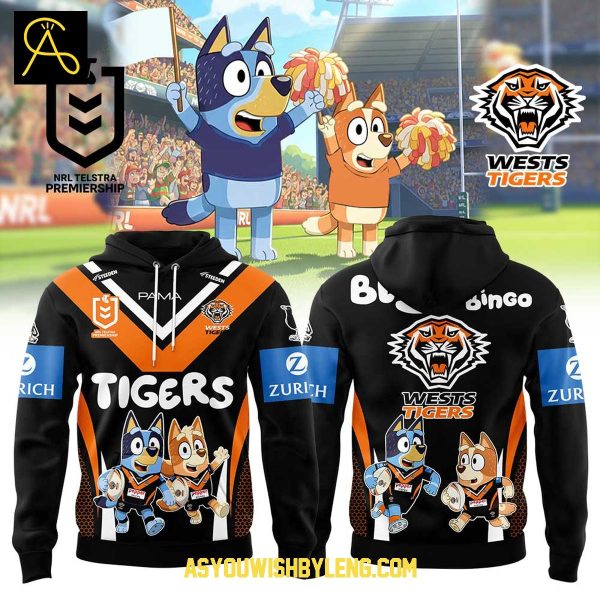 Wests Tigers Bluey And Bingo 2025 Heeler Family Hoodie T-Shirt