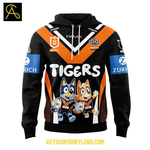 Wests Tigers Bluey And Bingo 2025 Heeler Family Hoodie T-Shirt