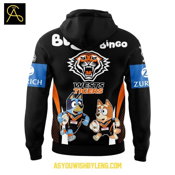 Wests Tigers Bluey And Bingo 2025 Heeler Family Hoodie T-Shirt
