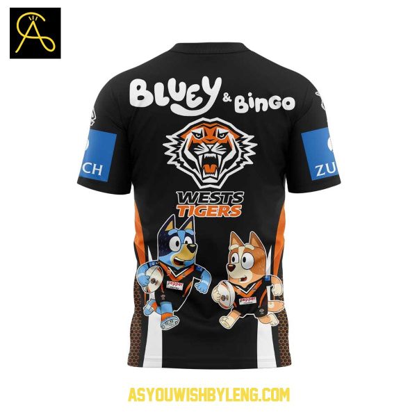 Wests Tigers Bluey And Bingo 2025 Heeler Family Hoodie T-Shirt