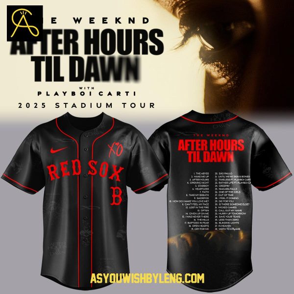 Boston Red Sox All Dark Version The Weeknd After Hours 2025 Baseball Jersey