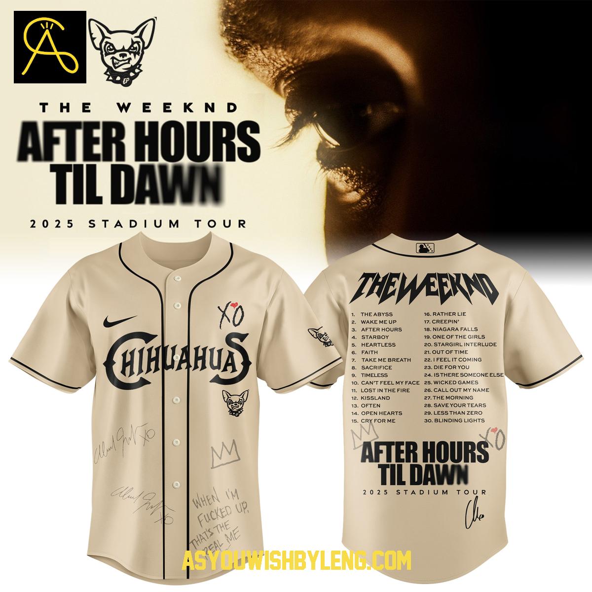 El Paso Chihuahuas The Weeknd After Hours Til Dawn 2025 Baseball Jersey El Paso Chihuahuas The Weeknd After Hours Til Dawn 2025 Baseball Jersey
