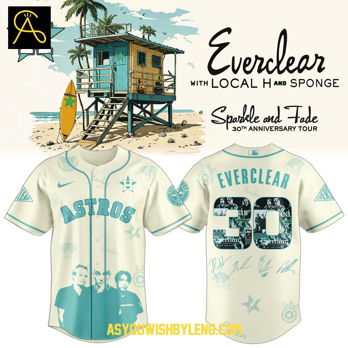 Houston Astros MLB Everclear 30th Anniversary Tour 2025 Baseball Jersey Houston Astros MLB Everclear 30th Anniversary Tour 2025 Baseball Jersey