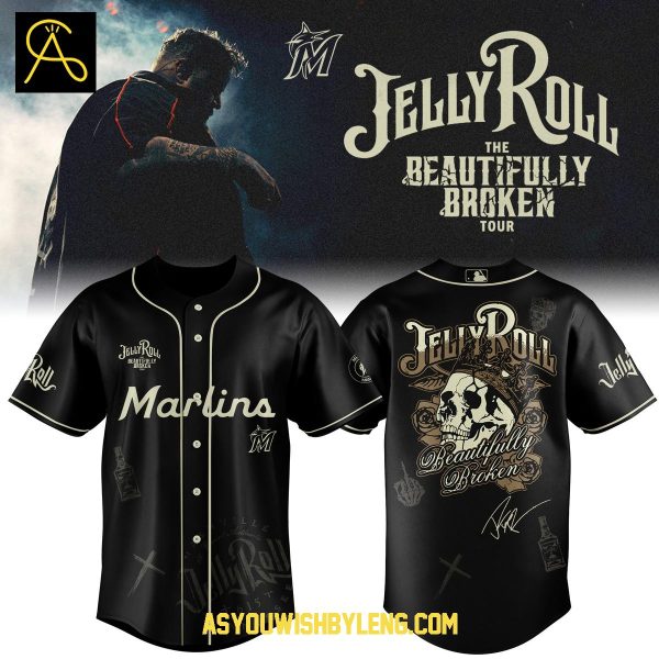 Miami Marlins Jelly Roll The Beautifully Broken Tour 2025 Baseball Jersey