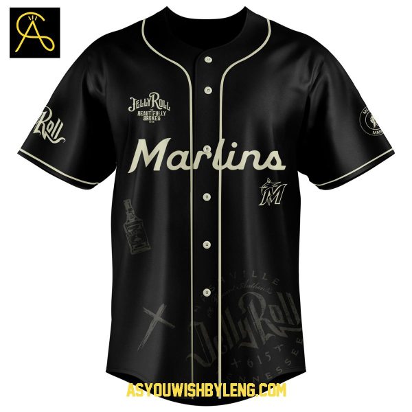 Miami Marlins Jelly Roll The Beautifully Broken Tour 2025 Baseball Jersey