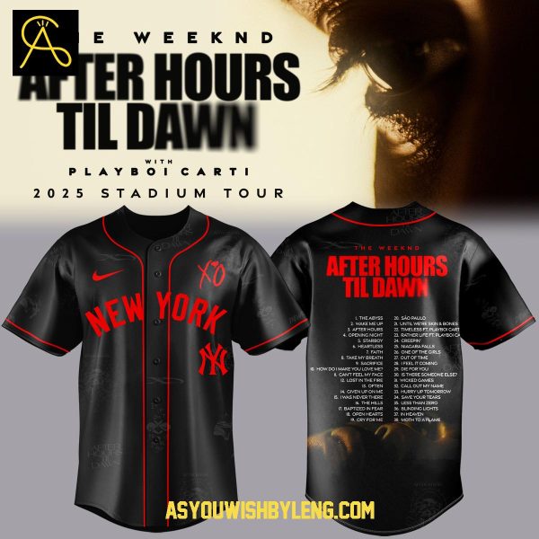 New York Yankees All Dark Version The Weeknd After Hours 2025 Baseball Jersey
