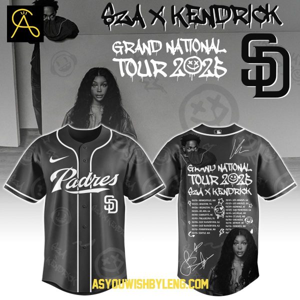 San Diego Padres Kendrick Lamar SZA Grand National Tour 2025 Baseball Jersey