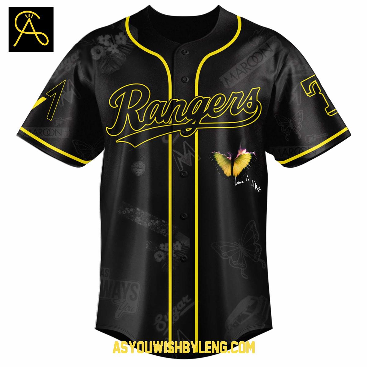Texas Rangers Maroon 5 Love Is Like Tour 2025 Celebrate Baseball Jersey Texas Rangers Maroon 5 Love Is Like Tour 2025 Celebrate Baseball Jersey