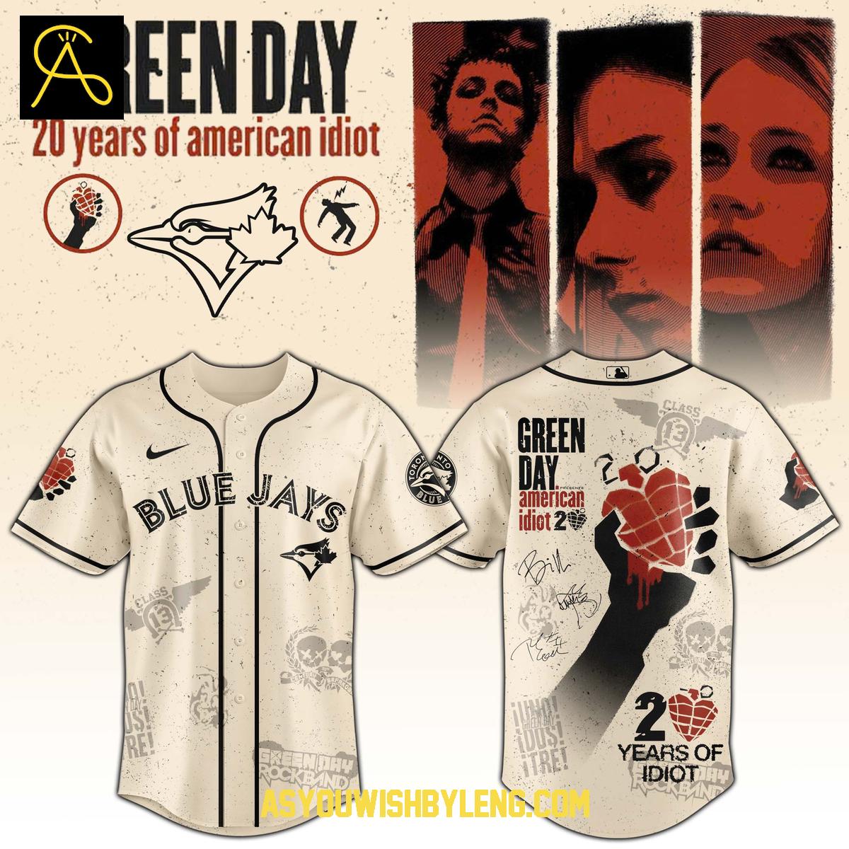 Toronto Blue Jay Green Day 2025 American Idiot 2 Baseball Jersey Toronto Blue Jay Green Day 2025 American Idiot 2 Baseball Jersey