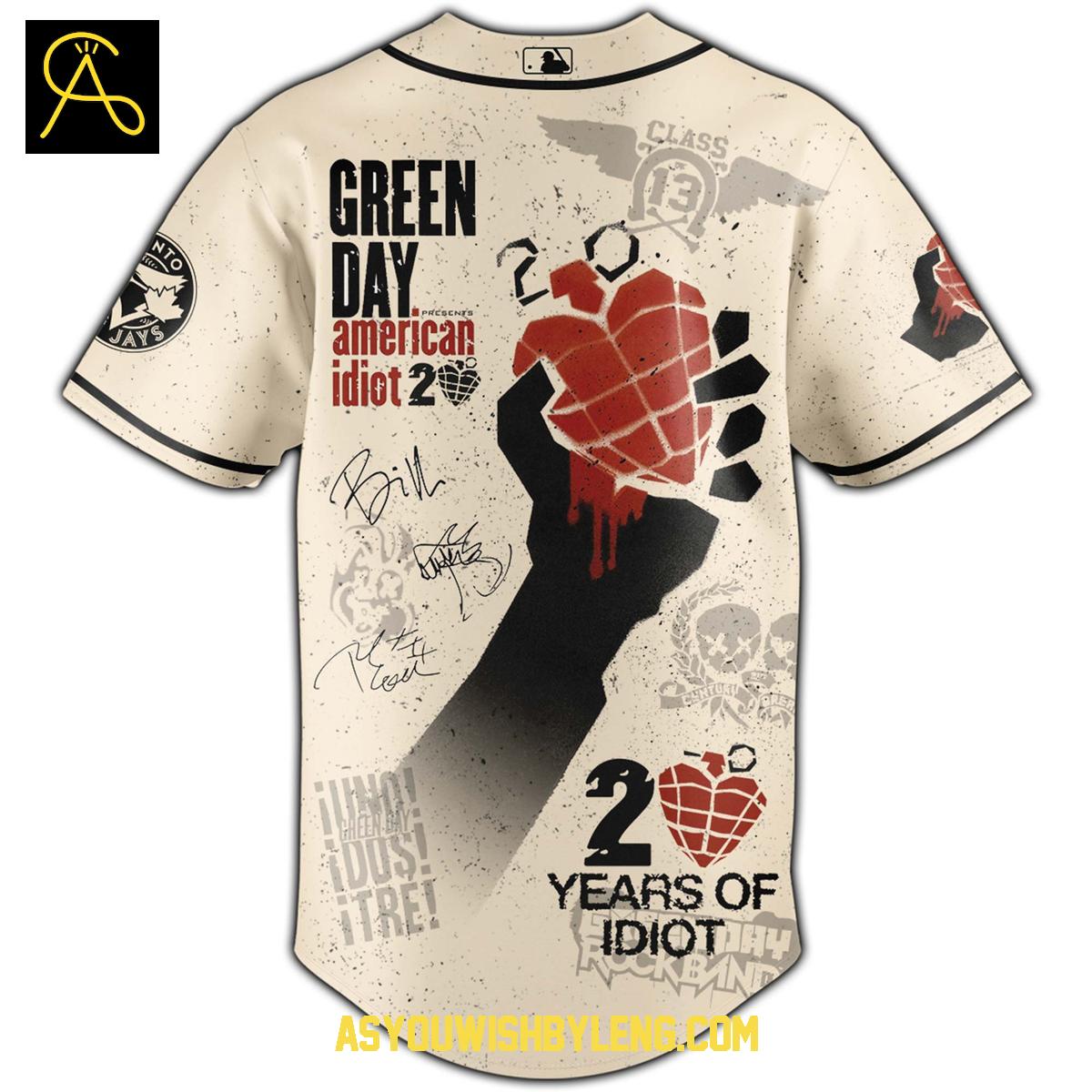 Toronto Blue Jay Green Day 2025 American Idiot 2 Baseball Jersey Toronto Blue Jay Green Day 2025 American Idiot 2 Baseball Jersey